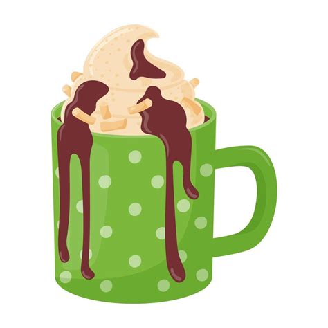 Cocoa With Whipped Cream Hot Chocolate And Marshmallows Cozy Winter Drink Vector Art