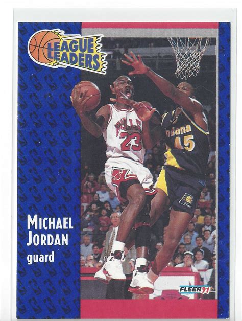 Michael Jordan League Leaders 1991 Fleer NBA Basketball Card 220