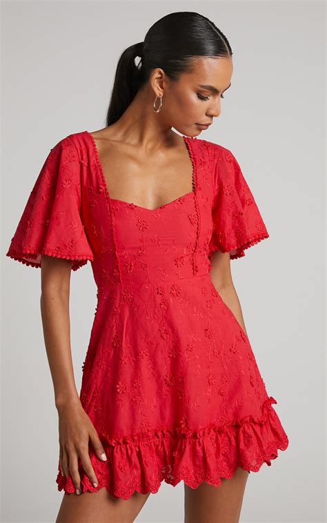 Fancy A Spritz Square Neck Mini Dress In Red Showpo