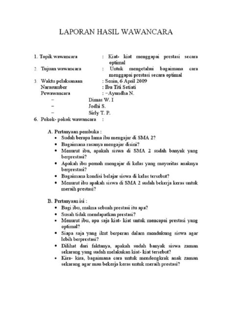 Format Dan Cara Menulis Laporan Hasil Wawancara Yang Benar Eroppa