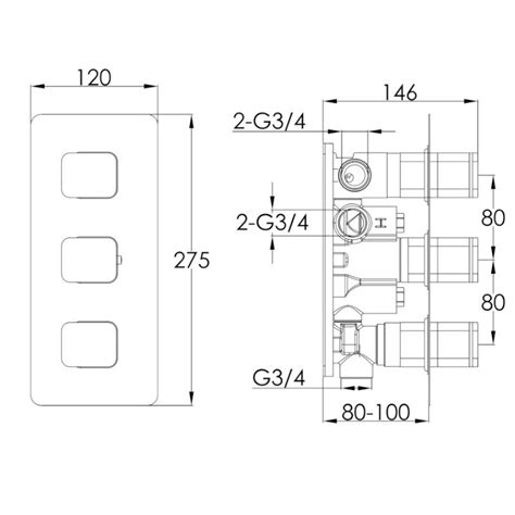 Jtp Hix 3 Lever 2 Way Shower Brass 33693bbr