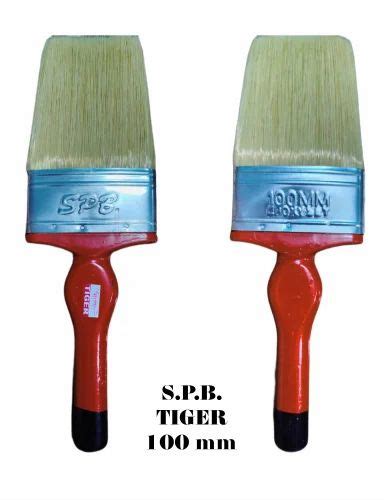 Wooden Blonde Silver And Red 100mm SPB Flat Paint Brush For Wall