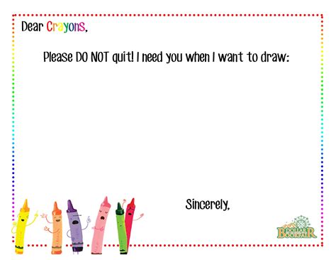 The Day The Crayons Quit Writing Activity