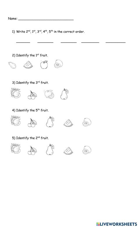 Ordinals Online Activity For Grade 1 Live Worksheets