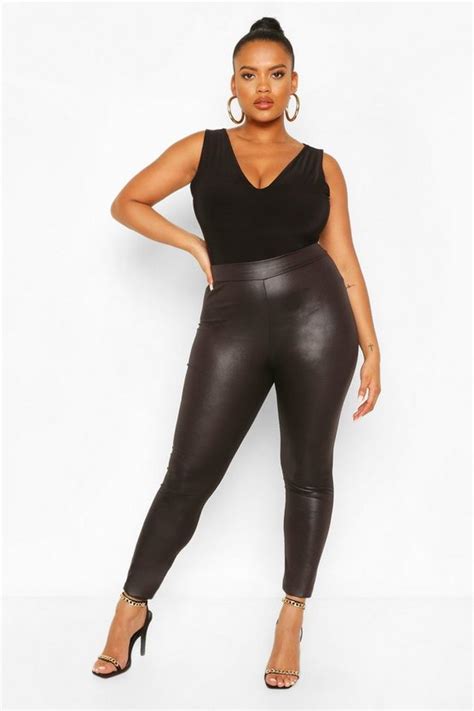 Plus Betsy High Waist Wet Look Legging Boohoo