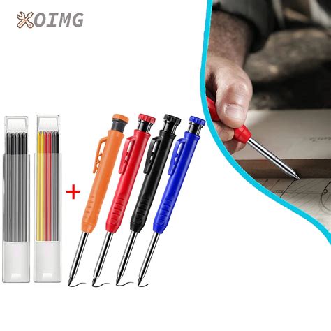 Oimg Ensemble De Crayons De Menuisier Solide Avec Recharges Taille