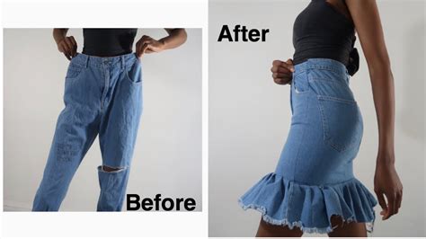 How To Turn An Old Jeans Into A Denim Skirt With Pleats Using Sewing