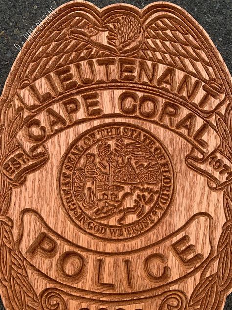 Cape Coral Personalized Police Badge Wooden Cape Coral Etsy