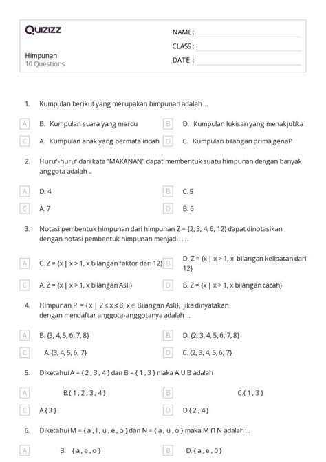 50 Lembar Kerja Faktor Dan Kelipatan Untuk Tk Di Quizizz Gratis And Dapat Dicetak