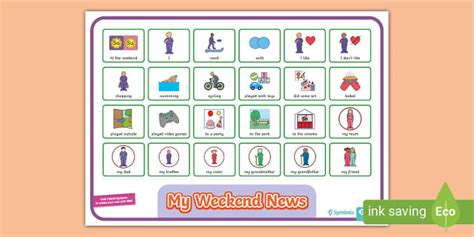 Twinkl Symbols My Weekend News AAC Mat Teacher Made