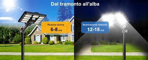 HYPOW 500W Lampione Led Esterno Con Palo Luci IP65 Impermeabili Con