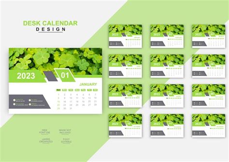 Calendrier De Bureau Professionnel Style G Om Trique Vecteur Premium