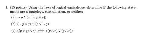 Solved Points Using The Laws Of Logical Equivalence Chegg