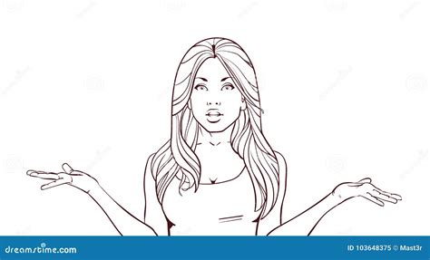 Sketch Portrait Of Confused Woman Over White Background Shocked