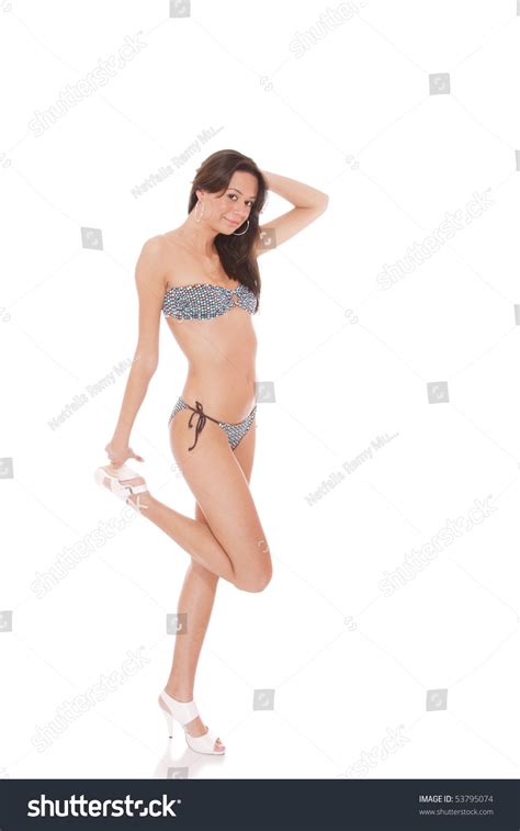 Sexy Modelo Bikini Sobre Fondo Blanco Foto De Stock Shutterstock
