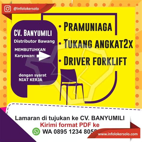 Lowongan Kerja Maret Pramuniaga Cv Banyumili Di Solo Info Loker Solo