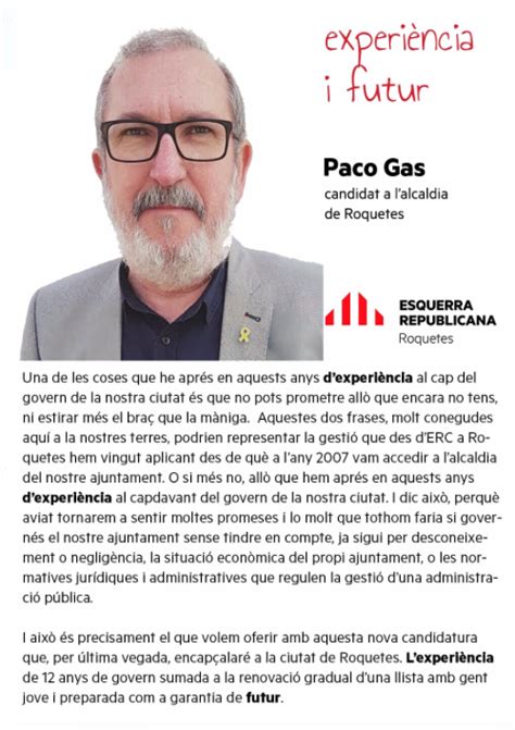 Presentació del candidat a l alcaldia de Roquetes Paco Gas Municipals