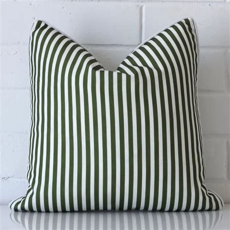 Airlie Olive Green Waterproof Striped Outdoor Cushion Cover