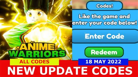 New Update Codes Upd X All Codes Anime Warriors Simulator