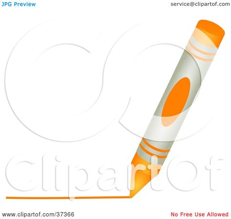 Clipart Illustration of an Orange Crayon Drawing A Line by Prawny #37366