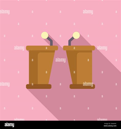 Two Cartoon Style Lecture Podiums On A Pink Background Suitable For