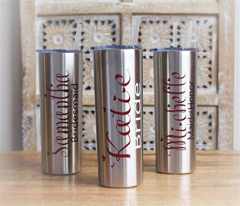 Personalized Bridesmaid Tumbler Custom Cups With Straws Etsy Personalized Bridesmaid Tumbler