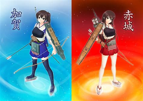 애니메이션 애니메이션 소녀들 Kantai Collection Akagi KanColle Kaga KanColle 긴