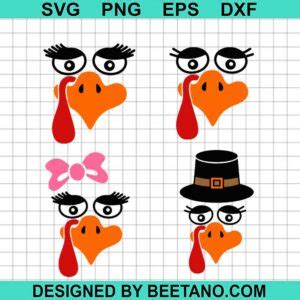 Turkey Face Thanksgiving SVG Cut File For Cricut Make Craft Handmade