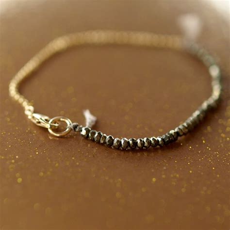 Pyrite Bracelet Tiny Bead Bracelet Fools Gold Bracelet Etsy