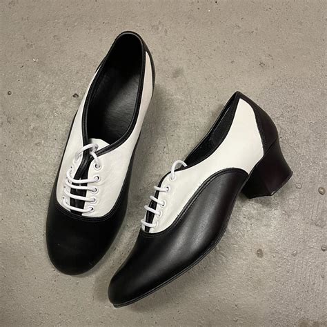 Cuban Heel Black And White Oxfords • Lace Up Dance Depop