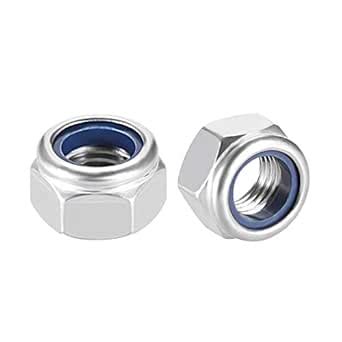 Uxcell M X Mm Nylon Insert Hex Lock Nuts Stainless Steel Plain