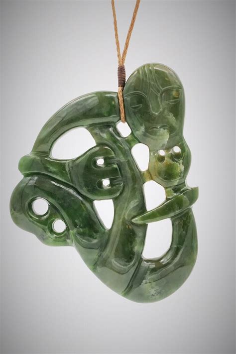 Moko Pounamu Contemporary Hei Tiki Nz Genuine Kawakawa Greenstone