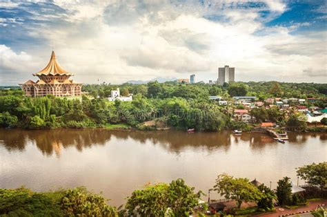 View Over The Sarawak River To The North Side Of The City Of Kuching