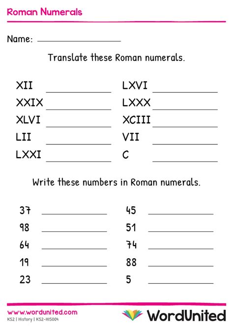 Roman Numerals Worksheets Worksheets Worksheets Library