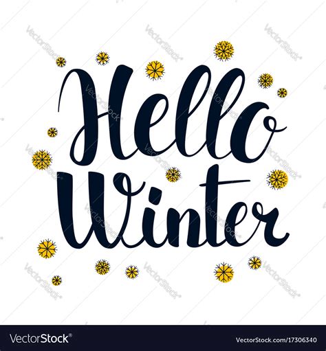 Hello Winter Calligraphy Season Banner Design Vector Image