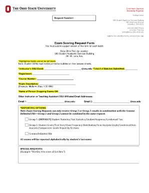 Fillable Online Exam Scoring Request Form Pdf Office Of The