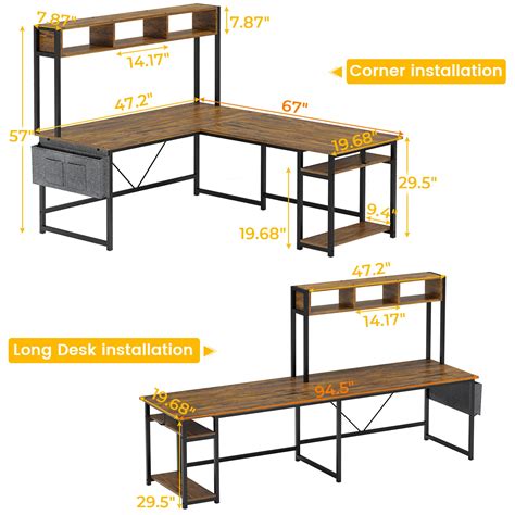 Buy Sedeta L Shaped Desk Reversible Corner Computer Desk Or 94 5