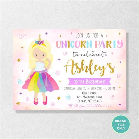Unicorn Invitation Unicorn Birthday Invitation Magical Bir Inspire