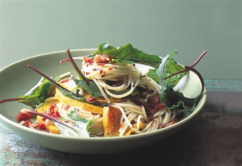 Spaghetti mit Chili Kürbis und Speck Frisch Gekocht