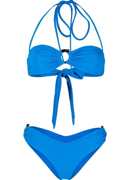 Giuseppe Di Morabito Ring Embellished Bikini Set Blue FARFETCH