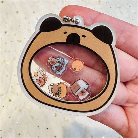 Capybara Shaker Charm Cute Acrylic Keychain Shaker Capybaras Orange