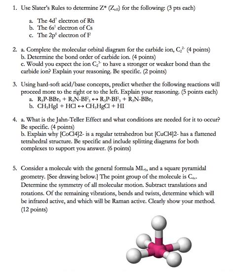 Solved 1 Use Slater S Rules To Determine Z∗ Zeff For