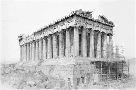 Parthenon in Black, White, and Pencil AI Digital Download Digital Art Art and Collectables ...