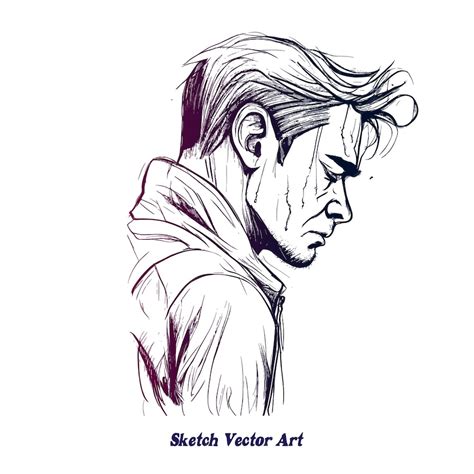 Premium Vector | Depression man art and hand drawing sketch art style black and white vector ...