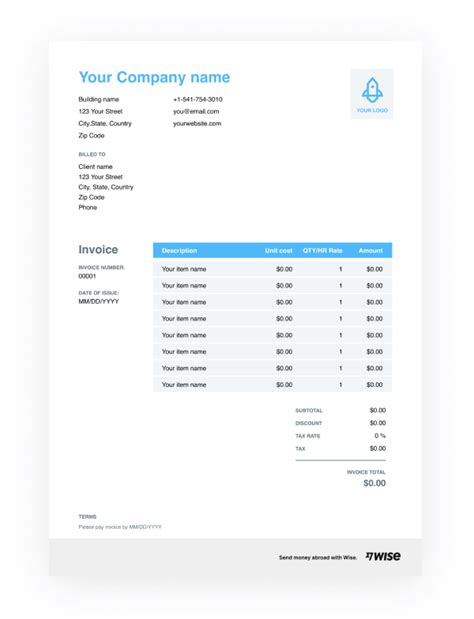 Bill Invoice Format In Word Free Download Wise
