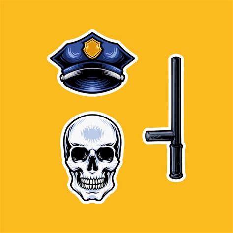 Sch Del Polizei Set Element Vektor Illustration Premium Vektor