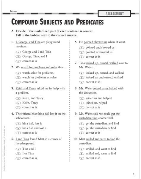 Compound Subject And Predicate Worksheets