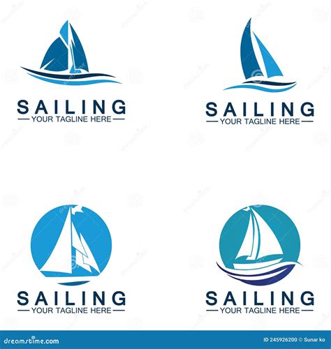 Plantilla De Logotipo De Barco Vela Vectorial Stock de ilustración