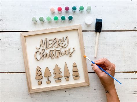 DIY Wood Christmas Sign Holiday Crafts Sign Painting Kit Etsy