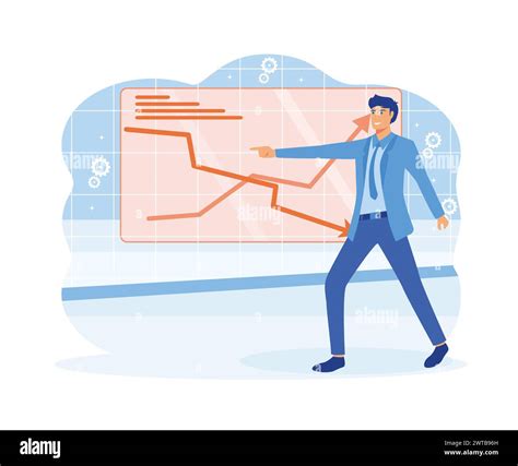 Man Showing To Finance Graph Economic Downturn Trouble Rise Inflation